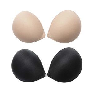 SHEIN 2pack Black/Nude Backless Adhesive Push up Bra Set, size D
